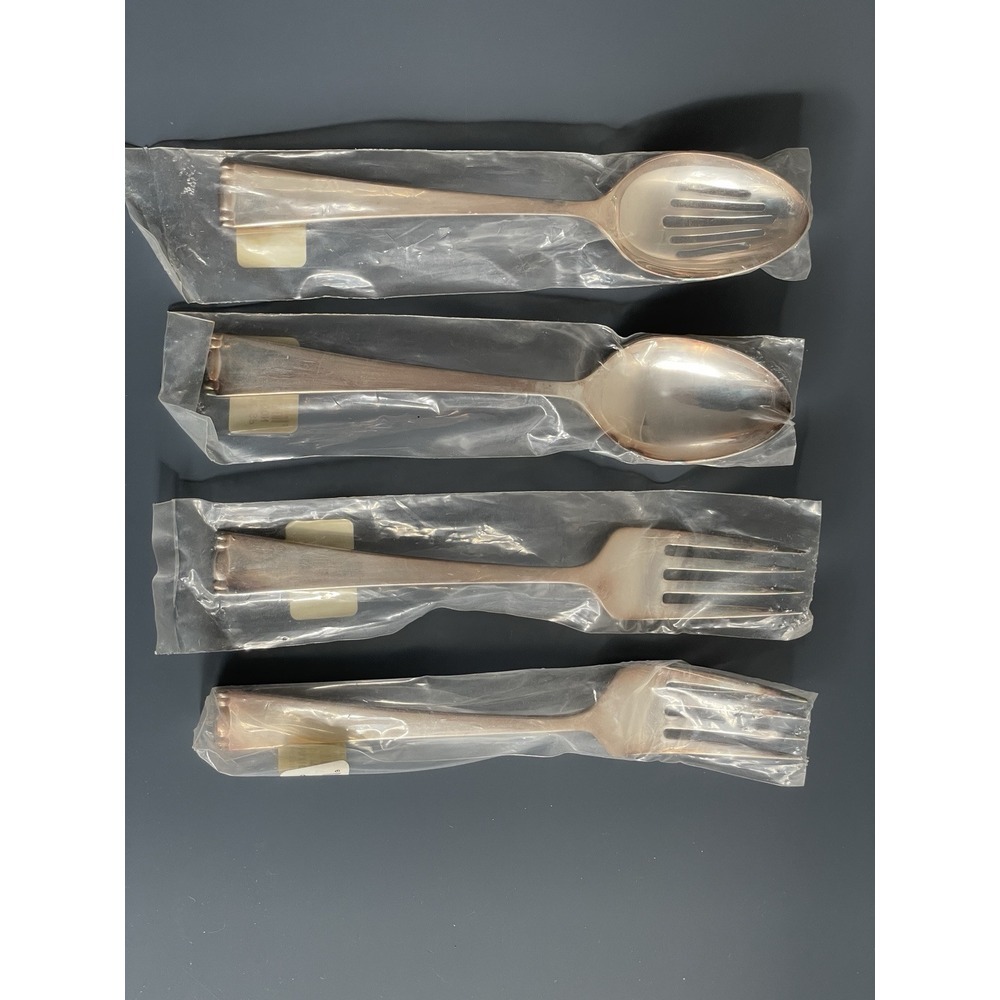 Vtg Ralph Lauren Stanwick Silverplate Serving Utensils Set of 4 Spoons Forks NEW